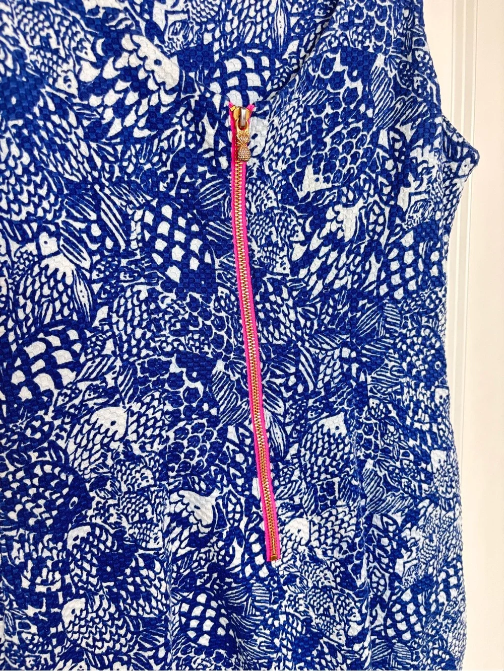 Lilly Pulitzer Cotton Shift Dress Blue White Sleeveless Coastal Preppy Size 6 M